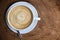 Top view of White ceramic cup of coffee