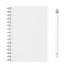 Top View of White Closed Spiral Paper Cover Notebook with White