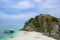 Top view of the white sand beach and snorkel point at Cockburn Island in Myanmar