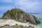 Top view of the white sand beach and snorkel point at Cockburn Island in Myanmar