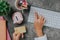 Top view, Woman customer hands holding credit card and using computer for online shopping