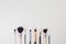 Top view of women`s makeup brushes