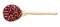 Top view of wood spoon with red kidney beans