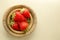 Top View Wooden Bowls Fresh Strawberries Table
