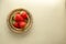 Top View Wooden Bowls Fresh Strawberries Table