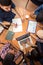 Top view of working table and workgroup