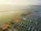 Top view yacht parking in Corpus Christi, Texas bay front area