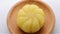 Top view yellow morden moon cake rotating