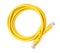 Top view yellow RJ45 computer network connecting cable with clipping path