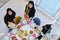 Top view of young muslim women preparing food for iftar during Ramadan