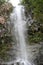 The top of Wailua Falls tumbling over a volcanic rock cliffside in a rainforest in Hana, Maui, Hawaii