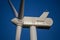 Top of a wind turbines close up across Nebraska farm lands