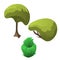 Topiary tree and fancy flowerbed. icon of plants