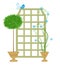 Topiary With Trellis and Blue Bird