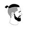 Topknot haircut fashion sign with tail and beard