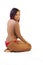 Topless African American Woman Kneeling Red Bikini