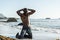 Topless african black man on beach