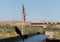Topock, Arizona, USA flag, a Cowbird and a train