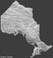 Topographic relief map of ONTARIO, CANADA