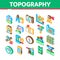 Topography Research Isometric Icons Set Vector