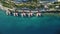 Topview of luxury hotel coastline with some houses on water