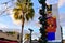 Topview of nutcracker sign and colorful african style building in International Drive area.