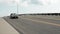 tor, canada - July 18, 2023: top of large big bridge road with cars vehicles traffic coming and going passing