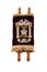 A Torah scroll in front of white background