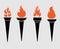 Torch black collection icons flame