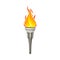 Torch with Brightly Burning Fire on Top as Ignited Light Source Vector Illustration