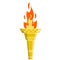 Torch with fire. Greek golden Symbol of sports competitions