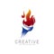 Torch fire logo vector icon, Olympic flaming torch logo