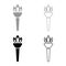 Torch flambeau icon set grey black color