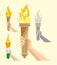 Torch jyot in hand with different flames