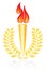 Torch with laurel-wreath.