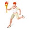 Torchbearer Relay Running Man Summer Games Icon Set.Speed Concept.Olympics 3D Isometric Athlete.Sporting Competition.Sport