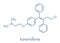 Toremifene oral selective estrogen receptor modulator SERM drug molecule. Skeletal formula.