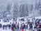 Torfhaus, Germany - 3 JANUAR 2015: Unidentified people with children. Winter sports and entertainment activity. Family active spor