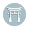 Torii gate badge icon. Simple glyph, flat vector of world religiosity icons for ui and ux, website or mobile application