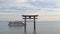 Torii Gate & cruise ship, Lake Biwa Japan