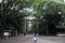 Torii gate at the entrance of Meiji Shrine in Tokyo, Japan