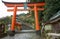 The torii gate at the entrance to  Kumano Hayatama Taisha shrine. Shingu. Wakayama. Japan