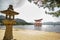 Torii gate on high tide long exposure with lantern