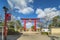 Torii gate of the Kameido Tenjin shrine during the plum blossom festival