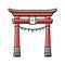 torii gate shintoism color icon vector illustration