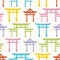 Torii gate sign. Seamless pattern with colorful Japanese traditional gate on white background. Symbol of Japanese Shinto religion