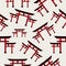 Torii gate sign. Seamless pattern with Japanese traditional gate on white background. Symbol of Japanese Shinto religion