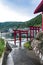Torii Gates along the Tappi coast in front of the Tsugaru Strait, Aomori, Honshu, Japan