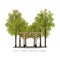 Torii meiji shrine gate, tokyo, japan, travel flat icon, vector