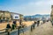 TORINO, ITALY, MARCH 12, 2016: people are strolling over the main square of the italian city torino - piazza vittorio